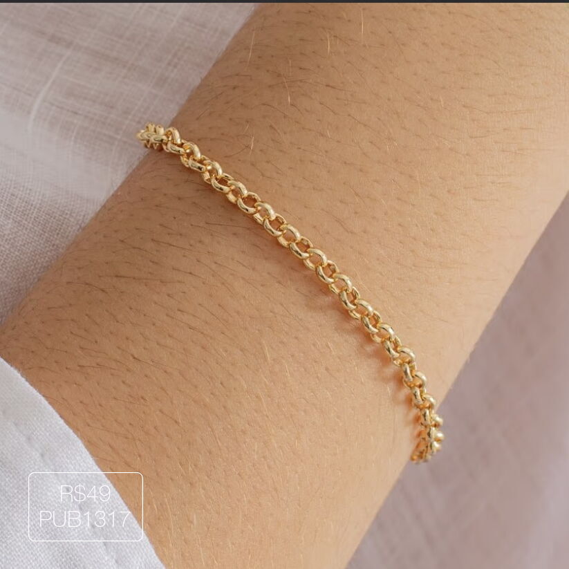 Pulseira Elo Português Lisa Dourada